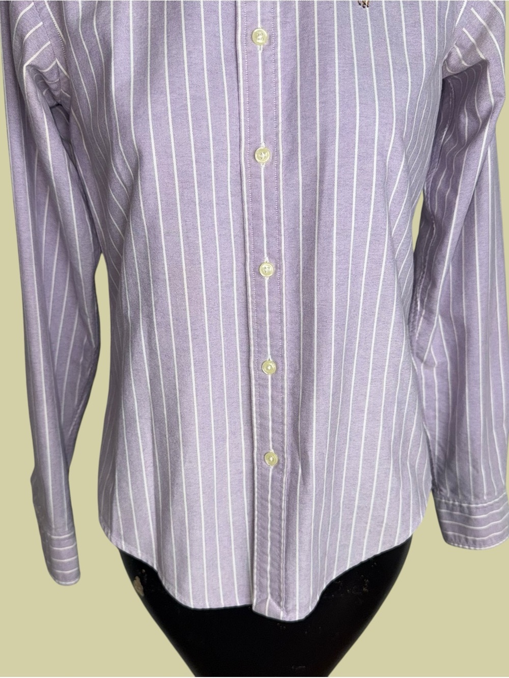 Lilac purple and white striped cotton oxford shirt by Ralph Lauren - Picture 9 of 16